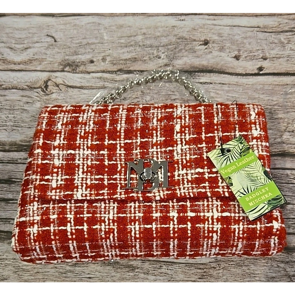 BAGDLEY MISCHKA RED & WHITE TWEED CROSSBODY BAG RETAIL $149, NWT, (166)
